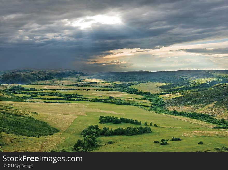 View on the valley from the mountain. View on the valley from the mountain