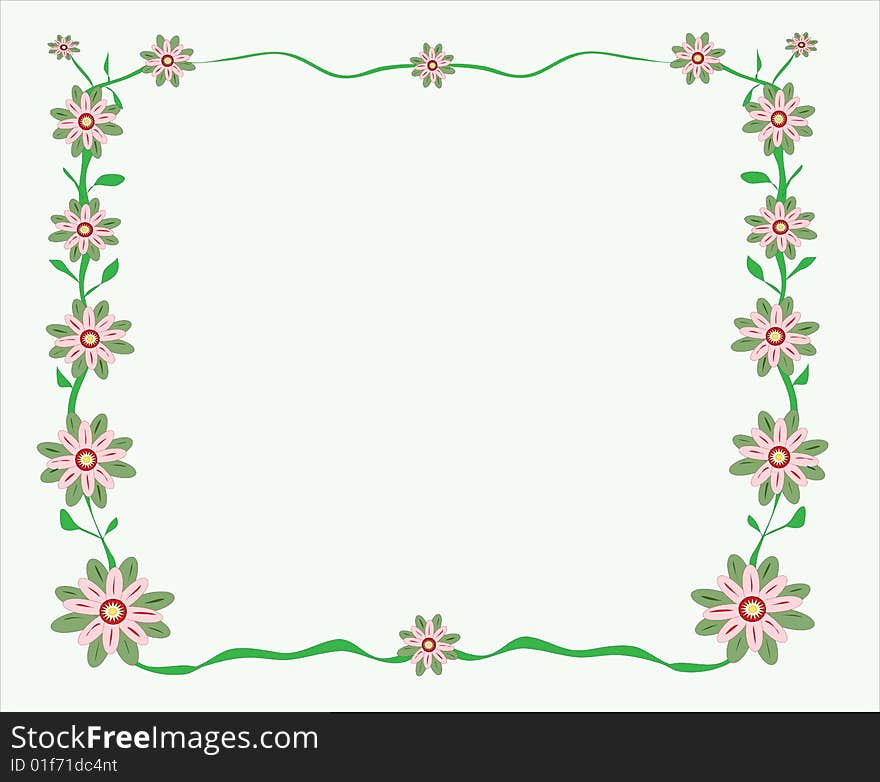 Vector illustration of a card decorated with climbing flowers on each side. Vector illustration of a card decorated with climbing flowers on each side.