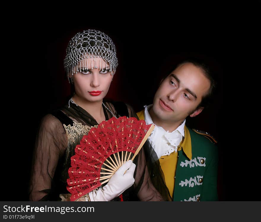 Romantic couple dressed in  style of the beginning of XX century. Romantic couple dressed in  style of the beginning of XX century