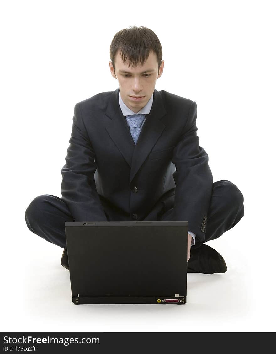 Businessman working on the floor