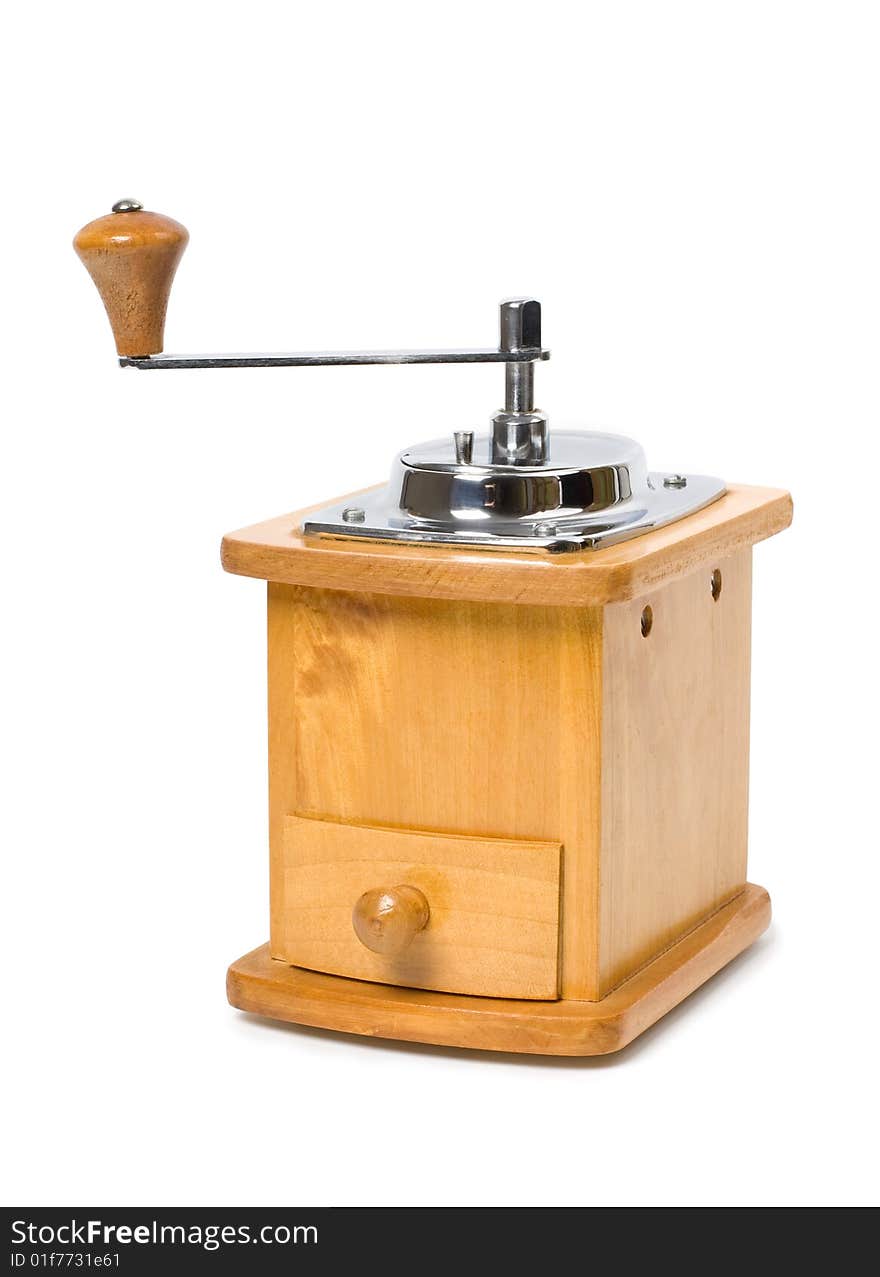 Hand coffee-grinder isolated at the white background