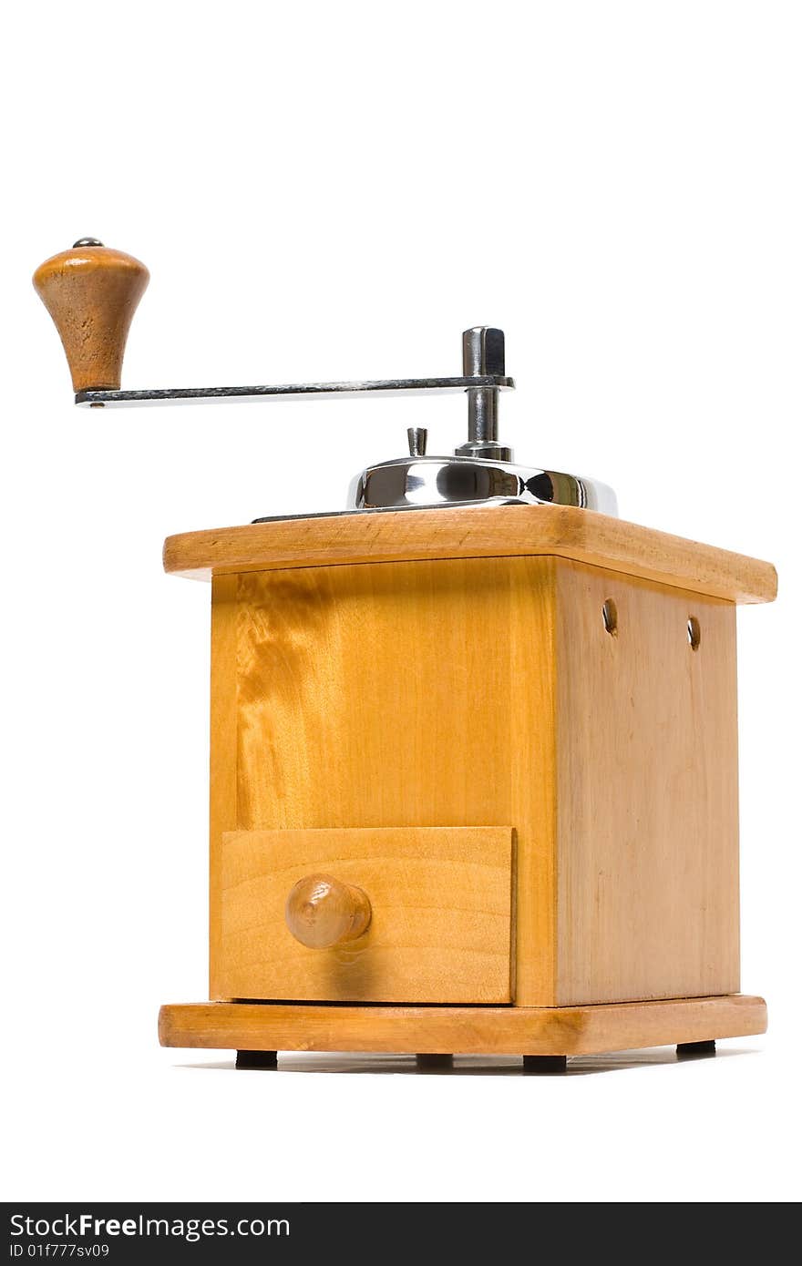 Hand coffee-grinder isolated at the white background