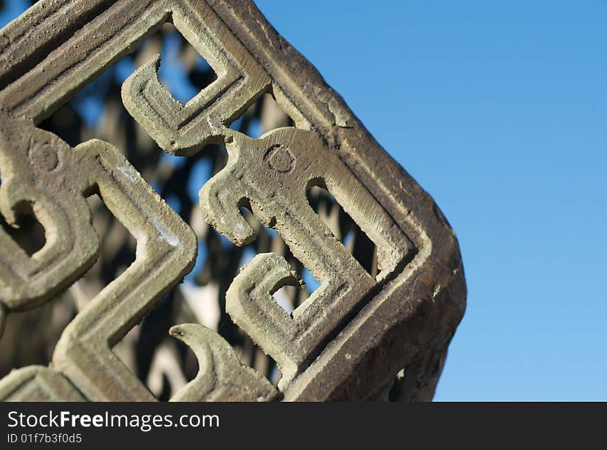 Lantern-like lights with Chinese pattern surrounded in Chinese cultural center in San Francisco. Lantern-like lights with Chinese pattern surrounded in Chinese cultural center in San Francisco