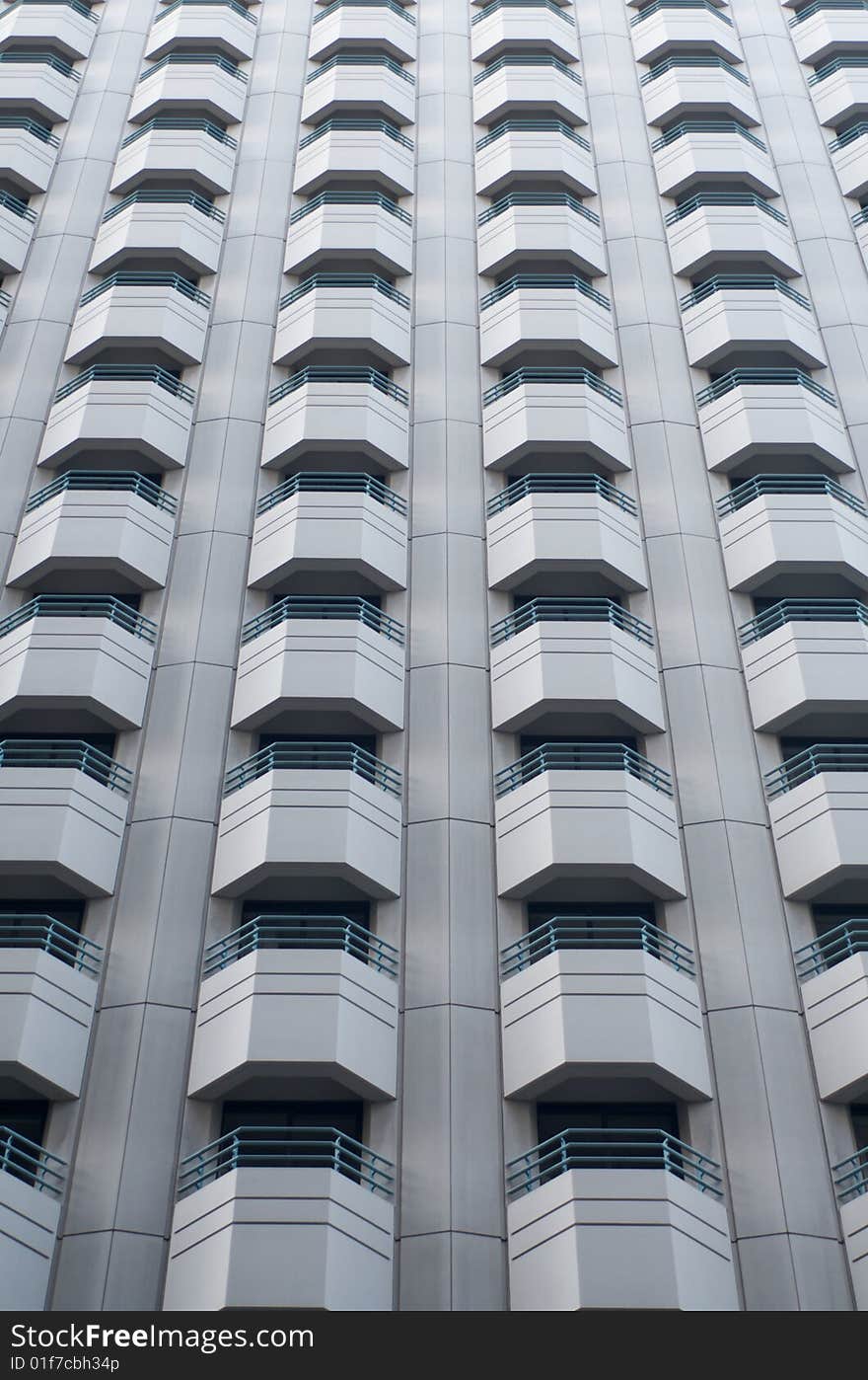 Vertically aligned balconies in downtown San Francisco. Vertically aligned balconies in downtown San Francisco