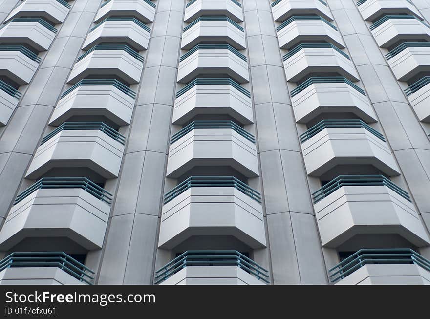 Vertically aligned balconies in downtown San Francisco. Vertically aligned balconies in downtown San Francisco