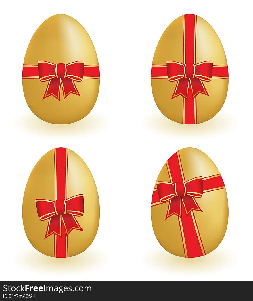 Golden eggs with ribbons. Please check my portfolio for more easter illustrations.