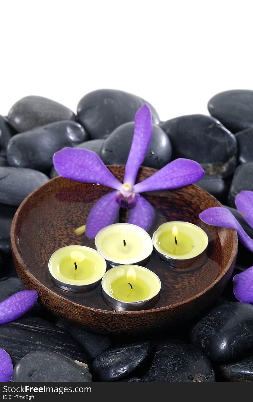 Stacked zen stones with flower. Stacked zen stones with flower