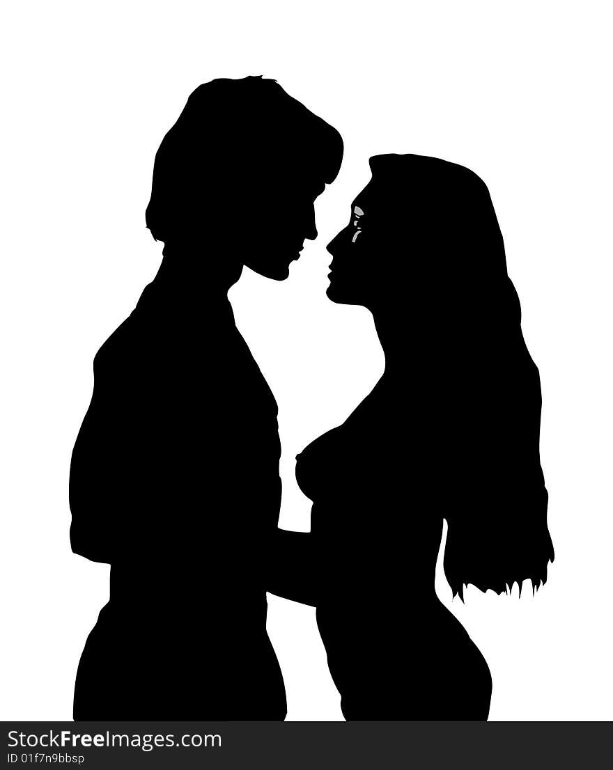 Man and woman Black on white background