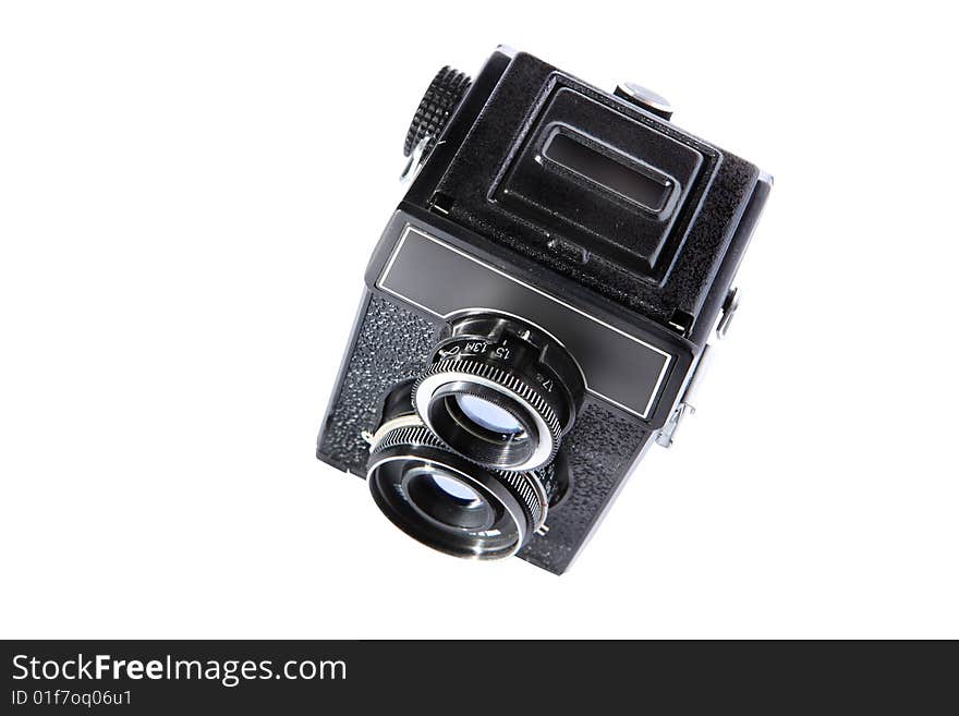 Old camera isolated on white background