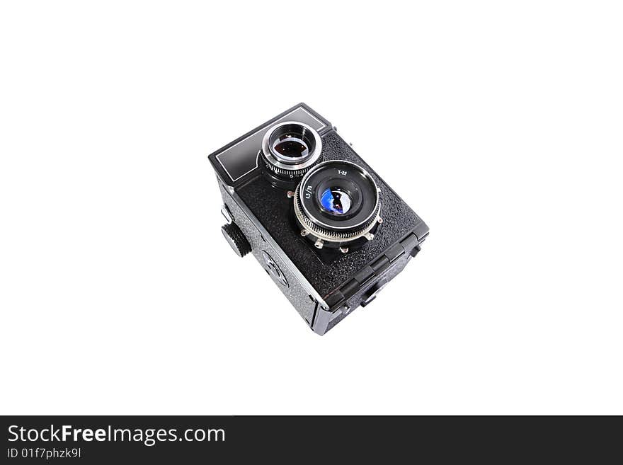 Old camera isolated on white background