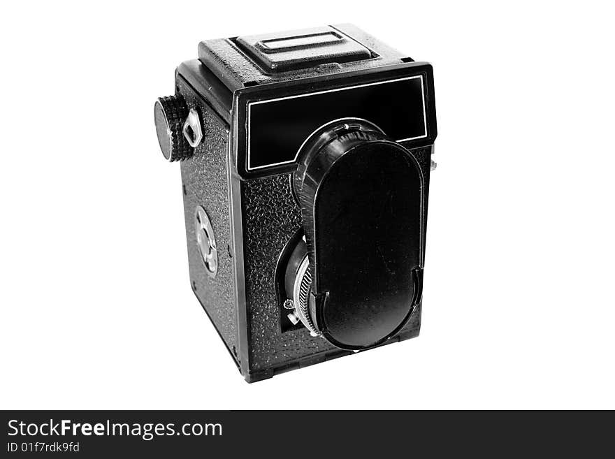 Old camera isolated on white background