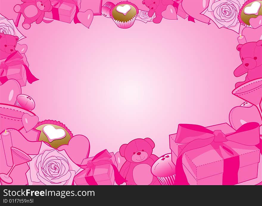 Valentines Day Border In Vector