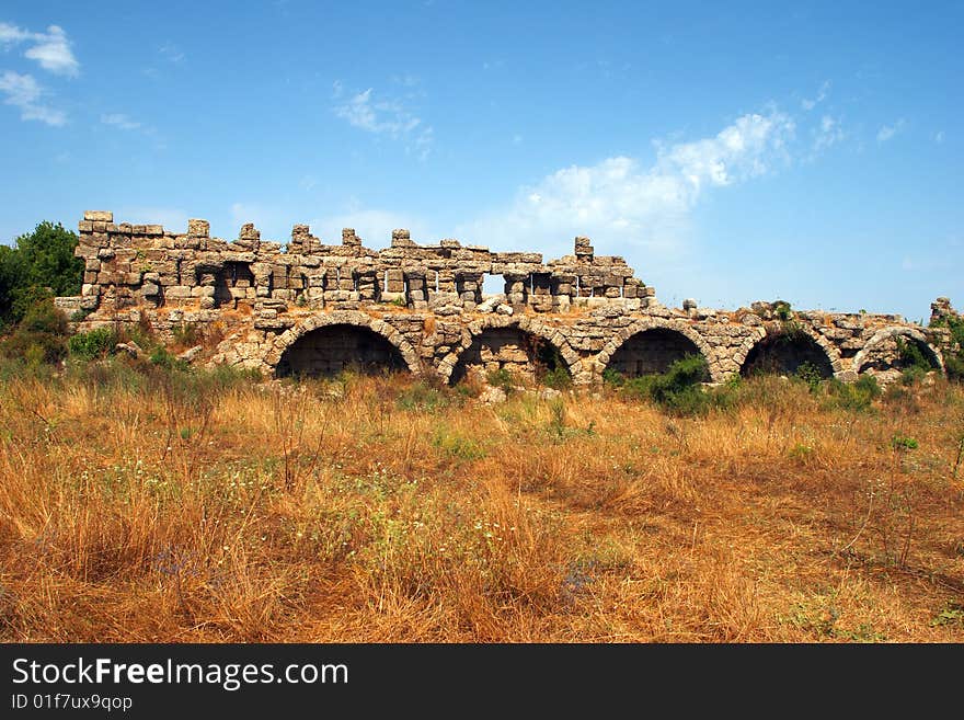 Ruins of ancient Roman city in Turkey - Side. Ruins of ancient Roman city in Turkey - Side