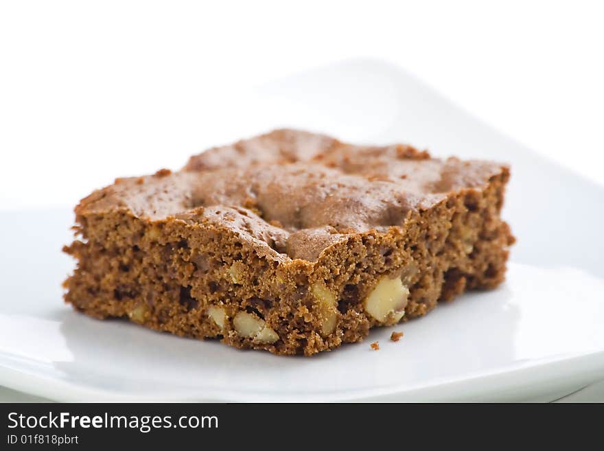 Hot chocolate brownie with walnuts and vanilla