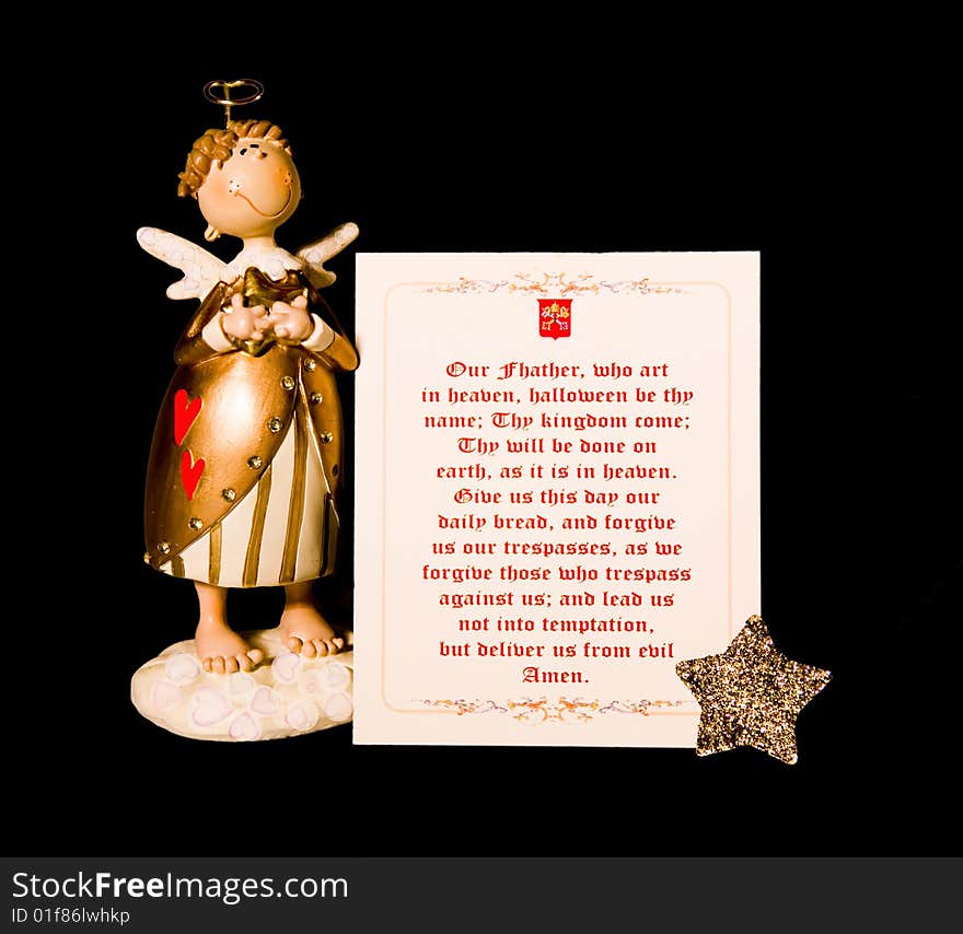 Valentine Angel with prayer and gold star