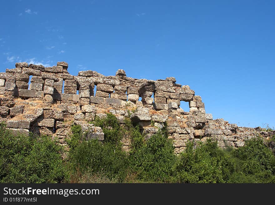 Ruins of ancient Greek-Roman city in Turkey - Side. Ruins of ancient Greek-Roman city in Turkey - Side