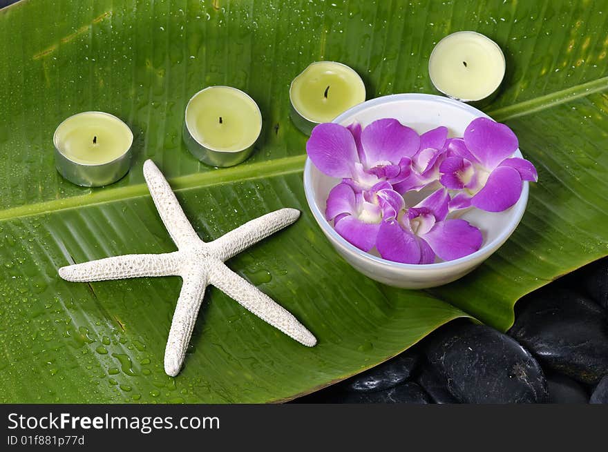 Spa item on banana leaf. Spa item on banana leaf