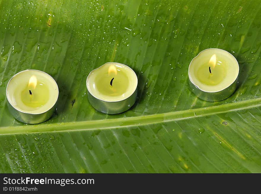 Spa item on banana leaf. Spa item on banana leaf