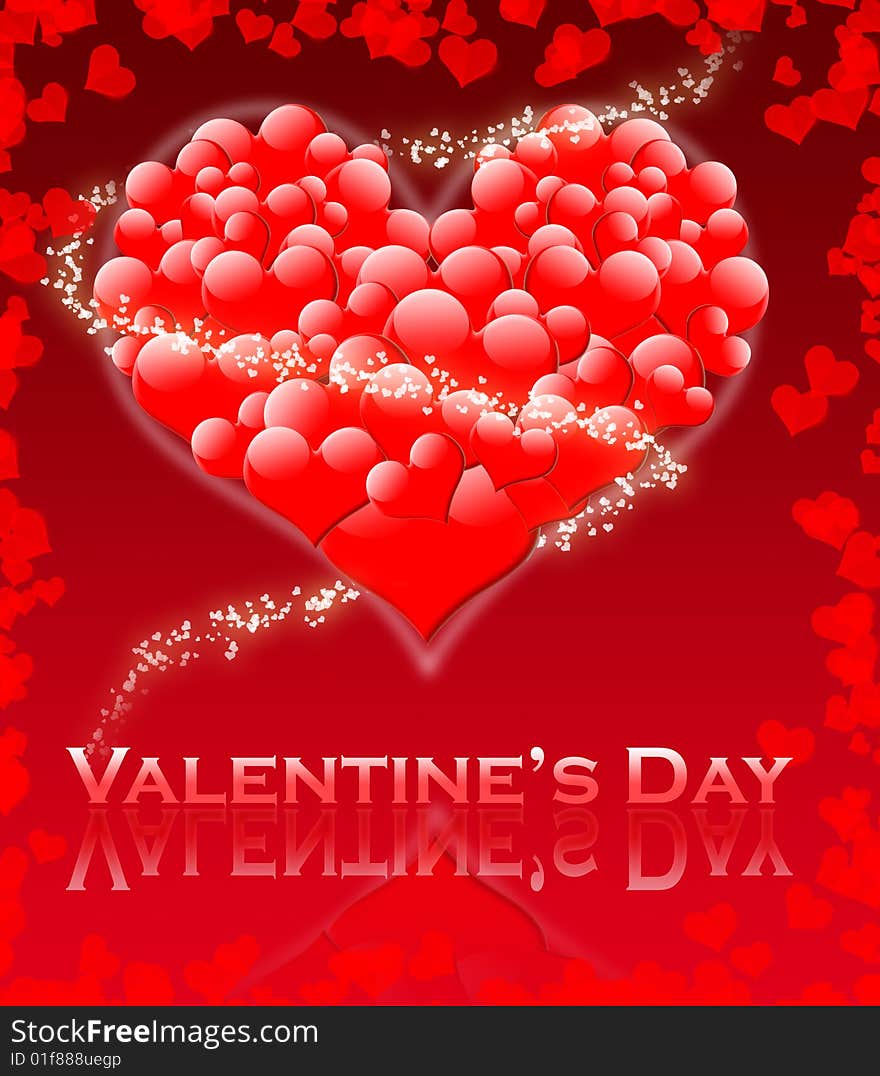 Valentin`s Day card with hearts