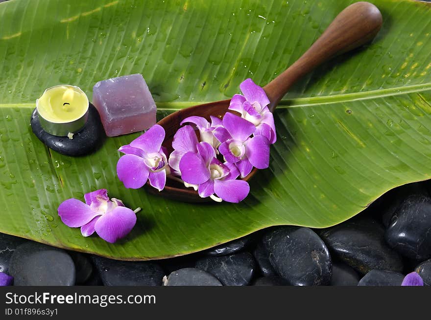 Spa item on banana leaf. Spa item on banana leaf