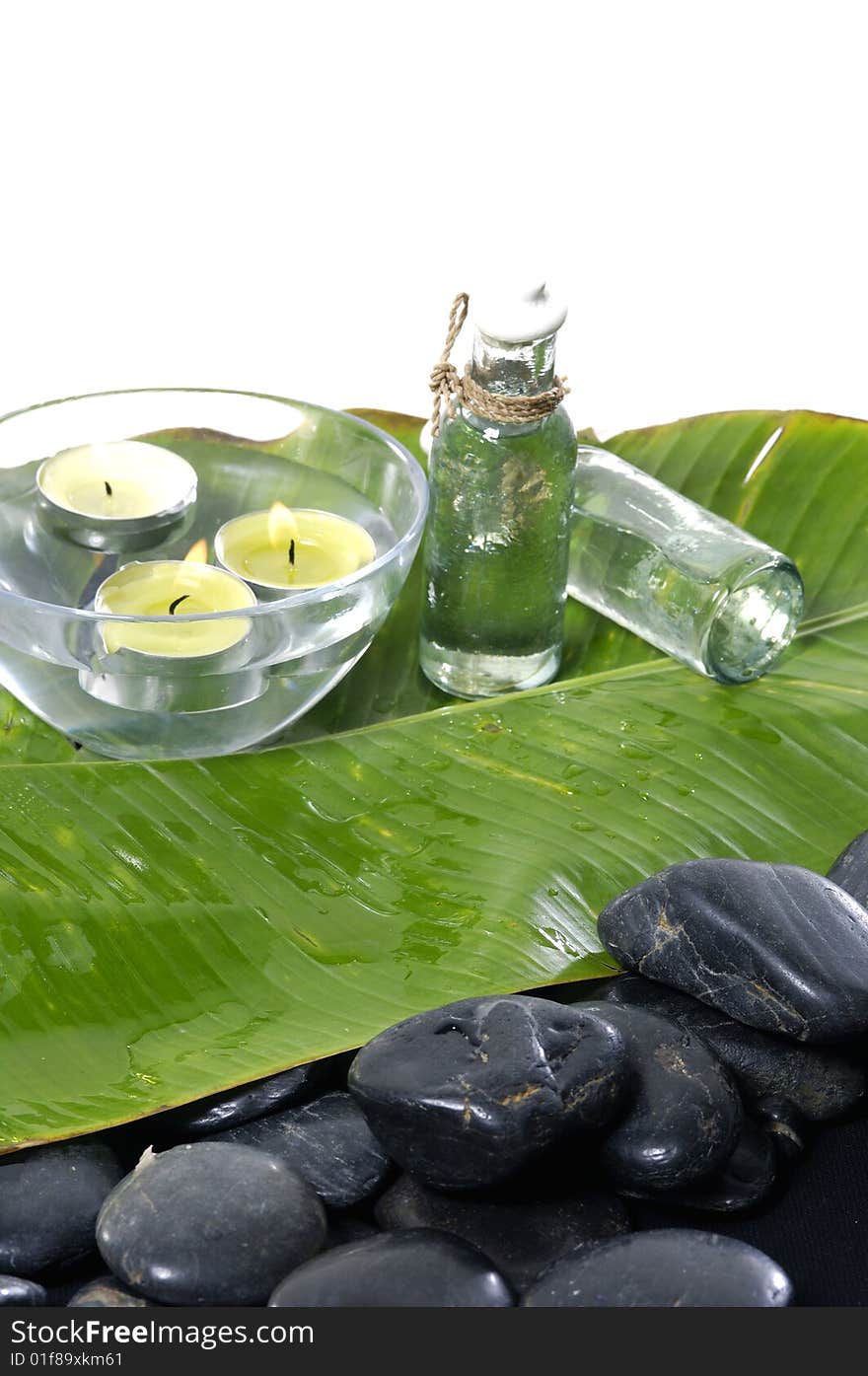 Spa item on banana leaf. Spa item on banana leaf