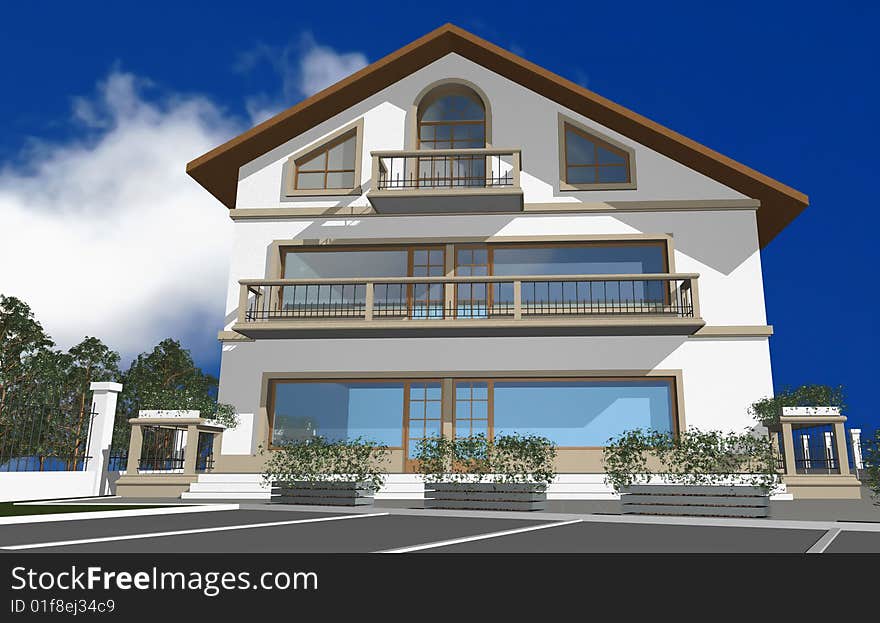 3D render of modern house