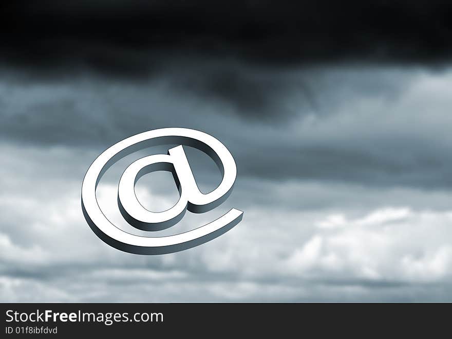 Email symbol over dark stormy black clouds. Email symbol over dark stormy black clouds