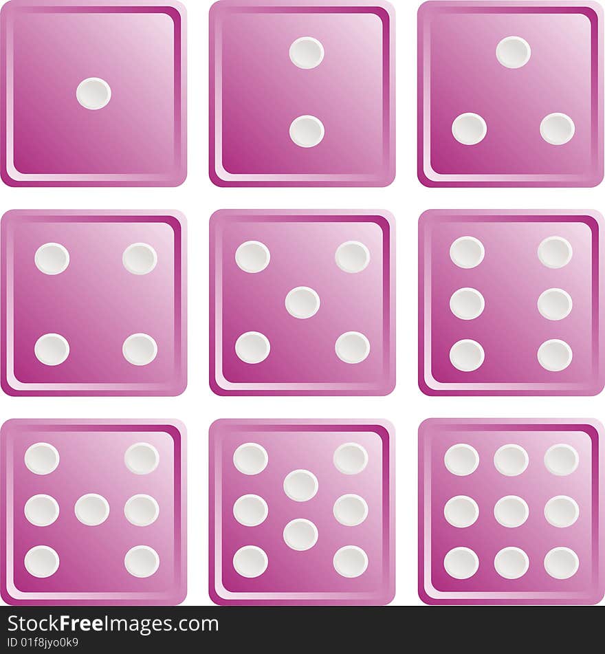 White points of numbers on violet buttons