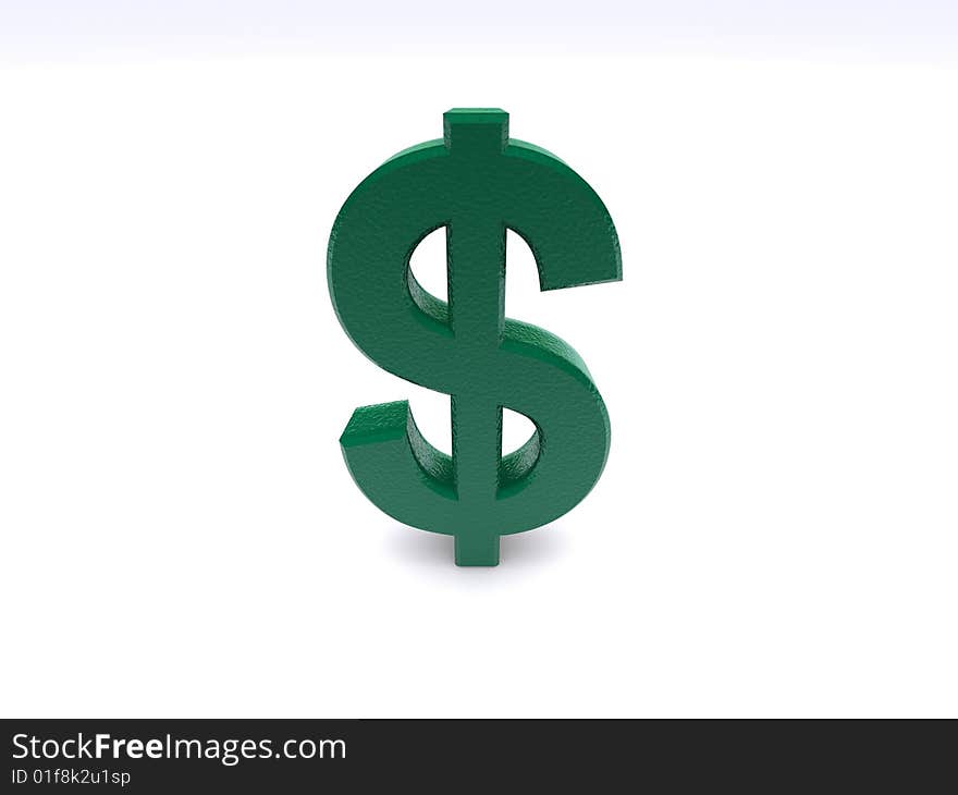 3d dollar sign on white background