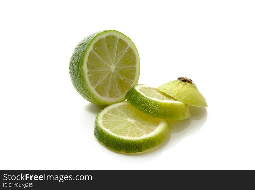 Green lime isolated on white background