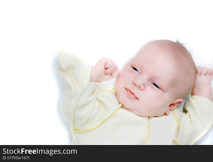 Baby portrait over white background