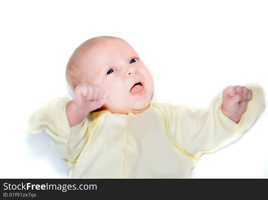 Baby portrait over white background