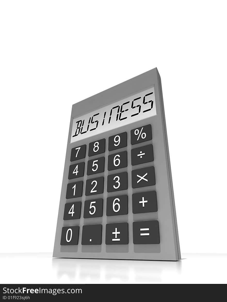 Calculator with word business - isolated 3d illustration