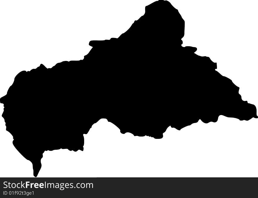 Black vector map of central african republic