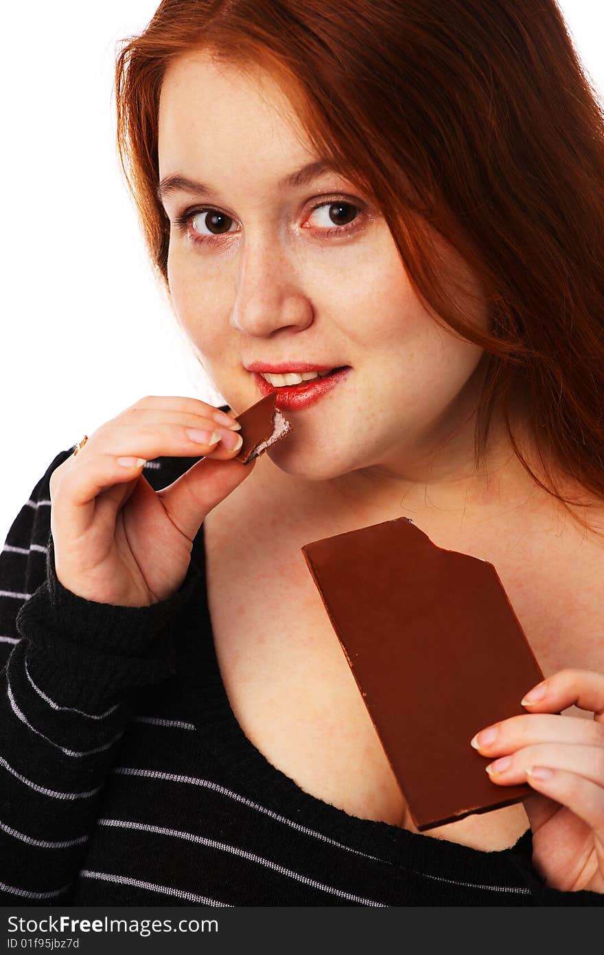 The Young Beautiful Woman With A Chocolate