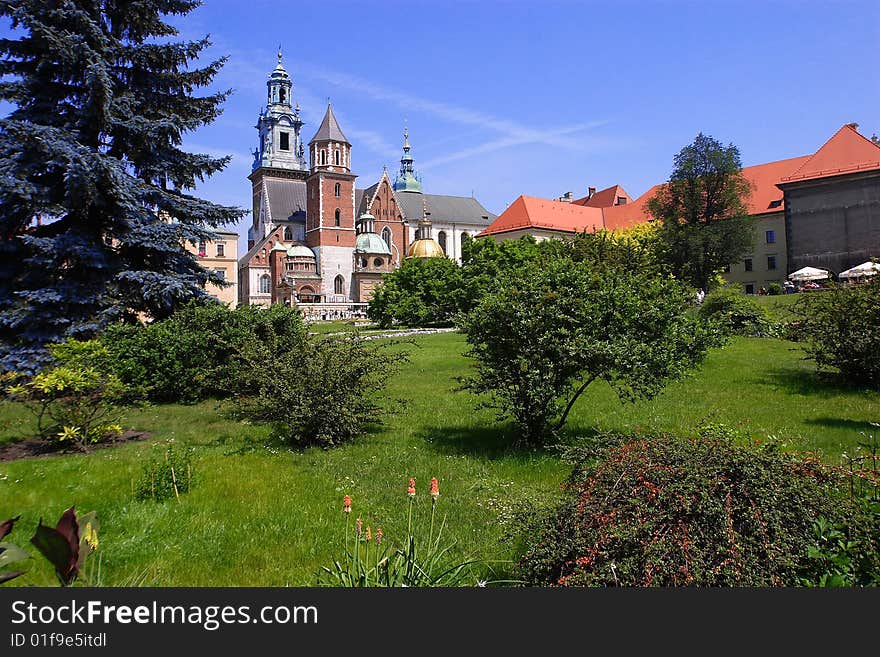 Garden view at wavel in cracow