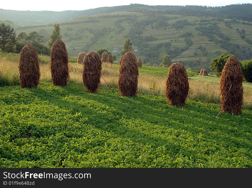 Haystack in mountains