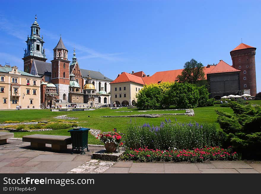 Garden view at wavel in cracow