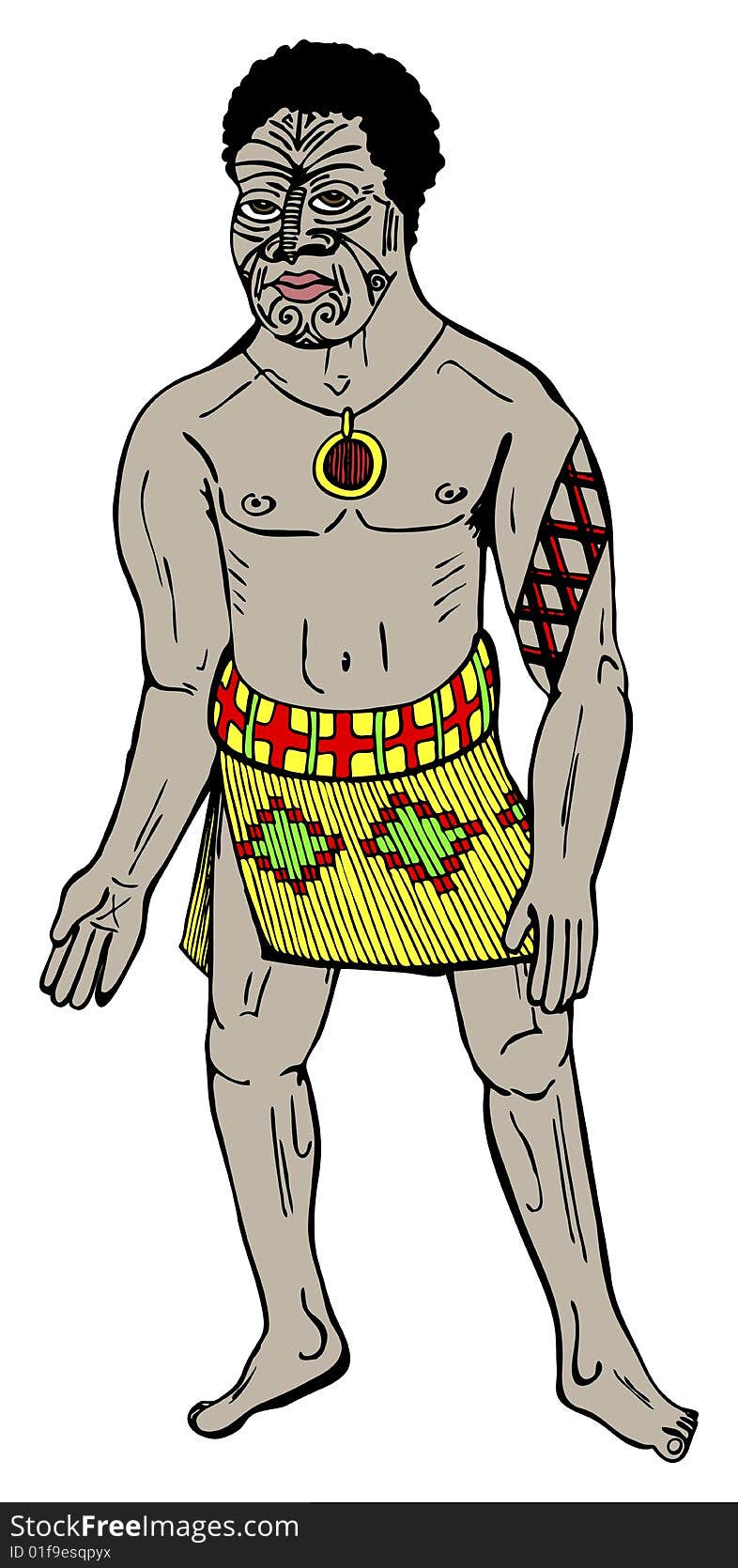 Moresque man with tribal tattoo in vector illustration. Moresque man with tribal tattoo in vector illustration