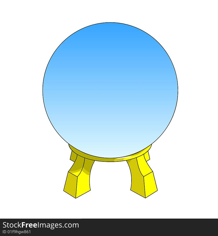 Magic crystal ball over white background. Magic crystal ball over white background