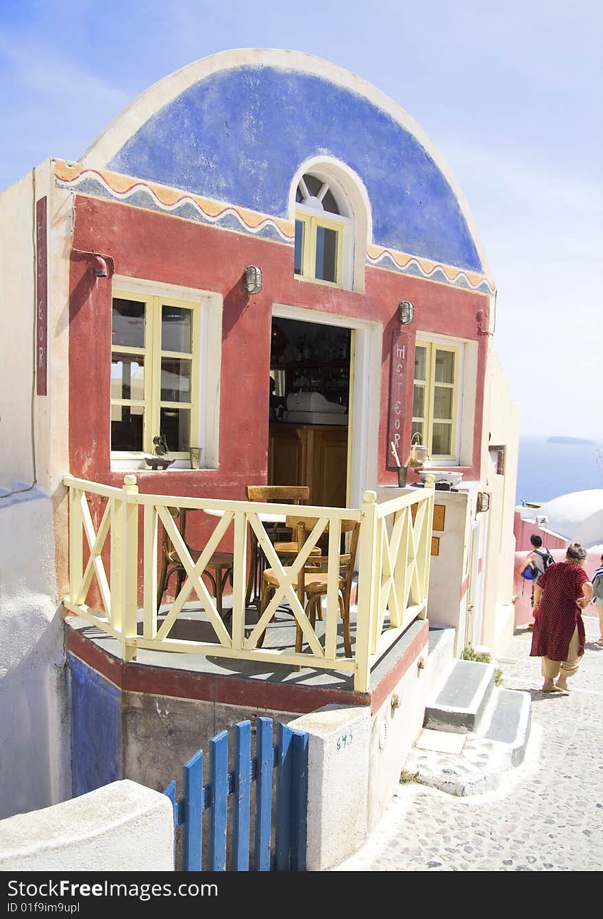 A coffee bar on Santorini island