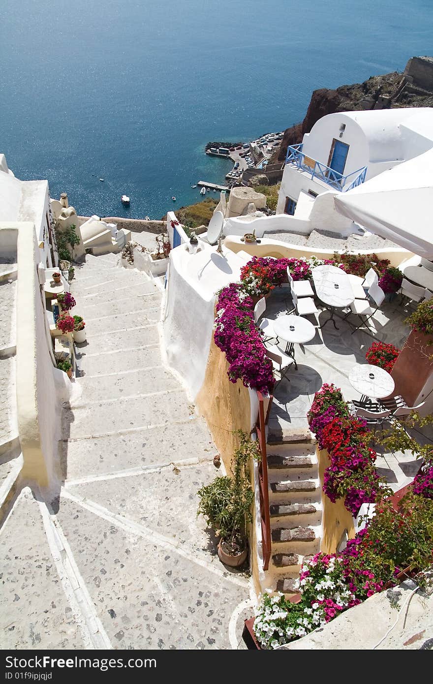 Small street on Santorini island