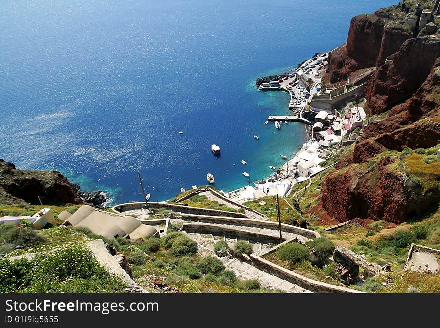 View from the top of Santorini island