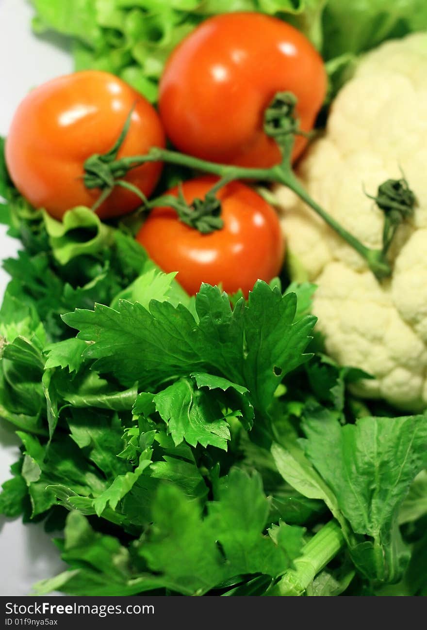 Red On Green: Fresh Assorted Vegetables