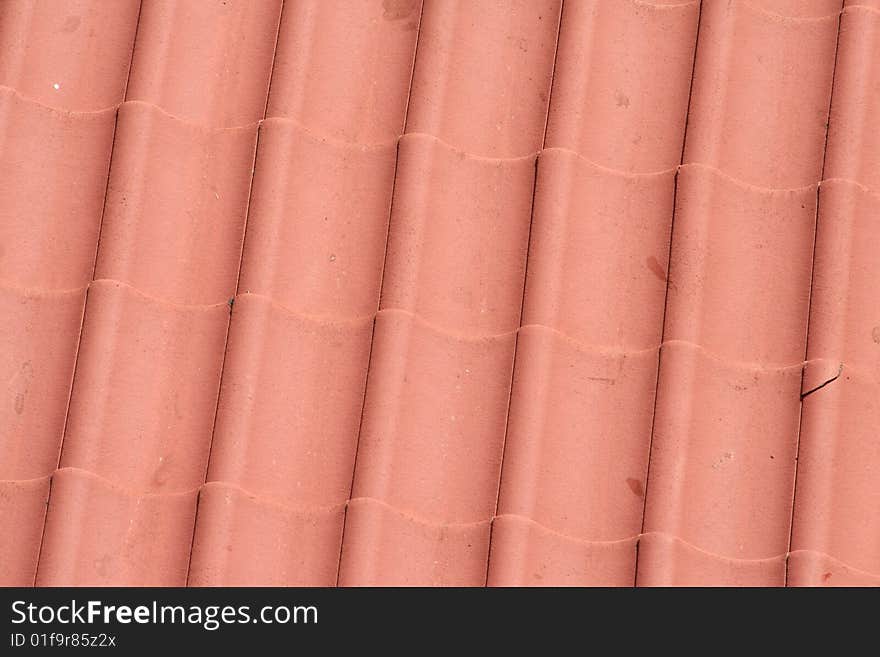 Red roof tiles in close-up