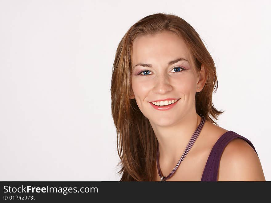 Young girl with radiant smile and long brown hair. Young girl with radiant smile and long brown hair