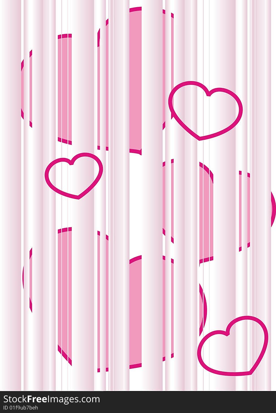 Pink hearts and hearts outline illustration. Pink hearts and hearts outline illustration