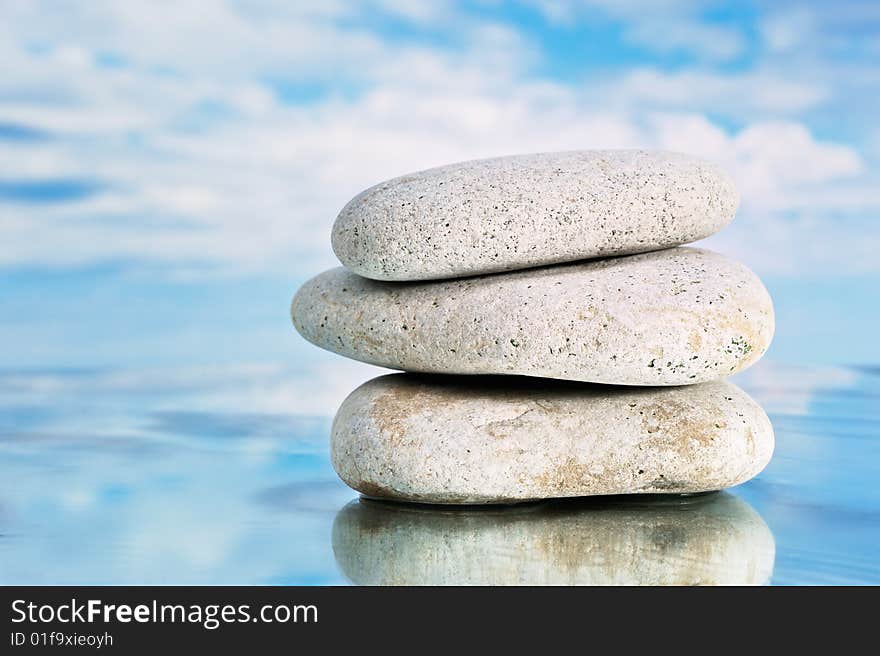 Pile of a sea pebble on an ocean beach in the summer. Pile of a sea pebble on an ocean beach in the summer