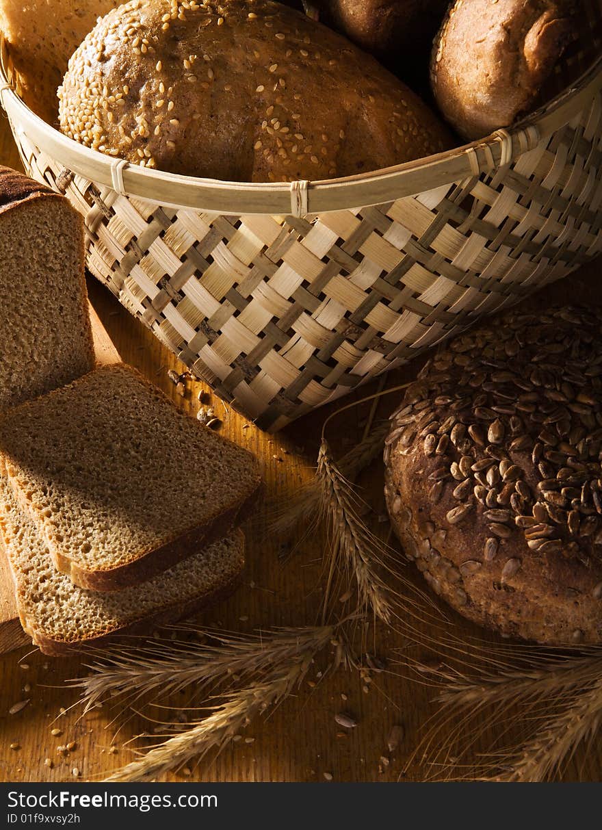 Still-life with bread and wheat. Still-life with bread and wheat