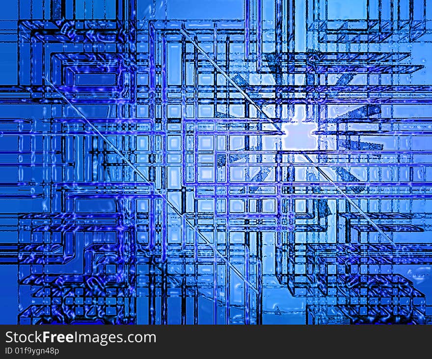 Abstract blue lines, blue background. Abstract blue lines, blue background